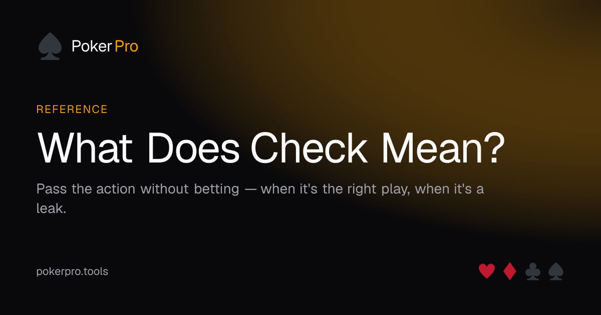 What Does Check Mean? — illustrated cover for the PokerPro article